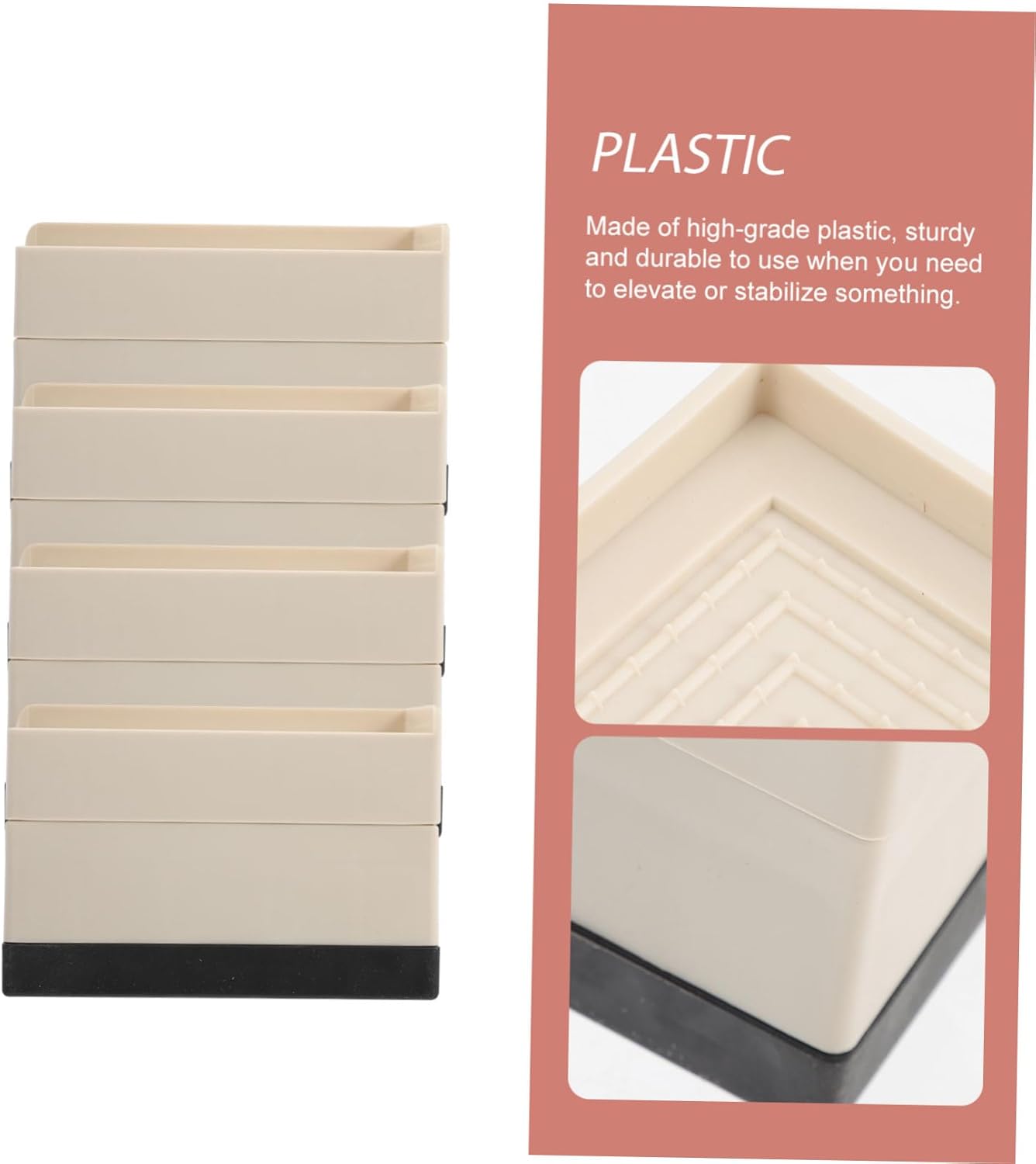 4pcs Furniture Leg Risers Heavy-Duty Non-Slip Pads for Bed Sofa Table and Chair Easy Installation TPU Material Create Extra Storage Space