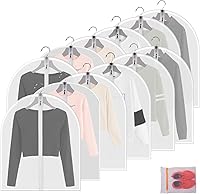 Vista 14 de Fundas de plástico para colgar la ropa (juego de 12) protectores de ropa de armario, funda transparente transpirable con refuerzo de 2 pulgadas