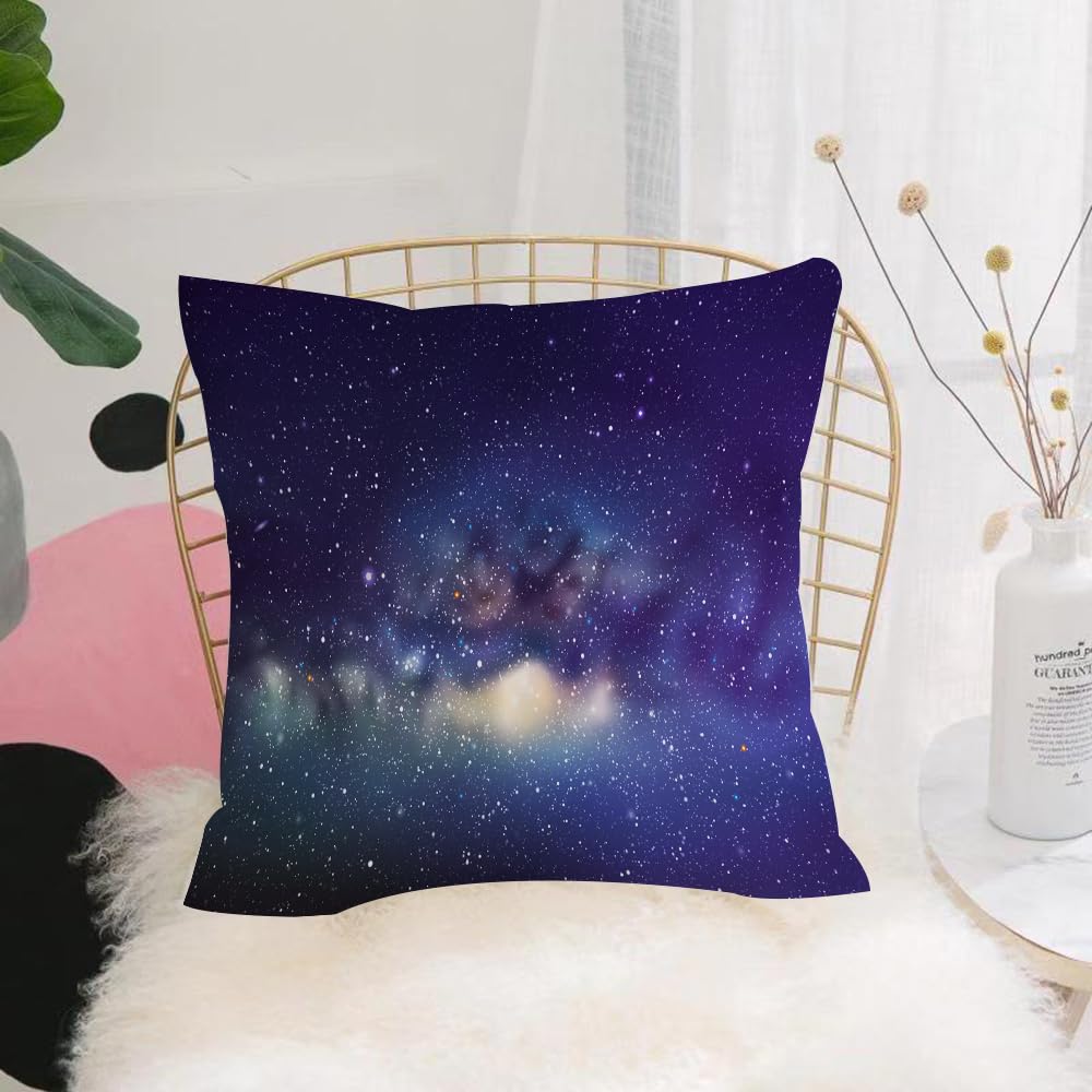 Hyosxw Night Starry Sky. Milky Way Stars And Nebula - A3 Cushion Cover,Throw Pillow Case Home Decorative For Living Room Bedroom Sofa Chair 18X18 Inch,Night Starry Sky. Milky Way Stars And Nebula. Space Blue Background,Pillowcase 45X45cm