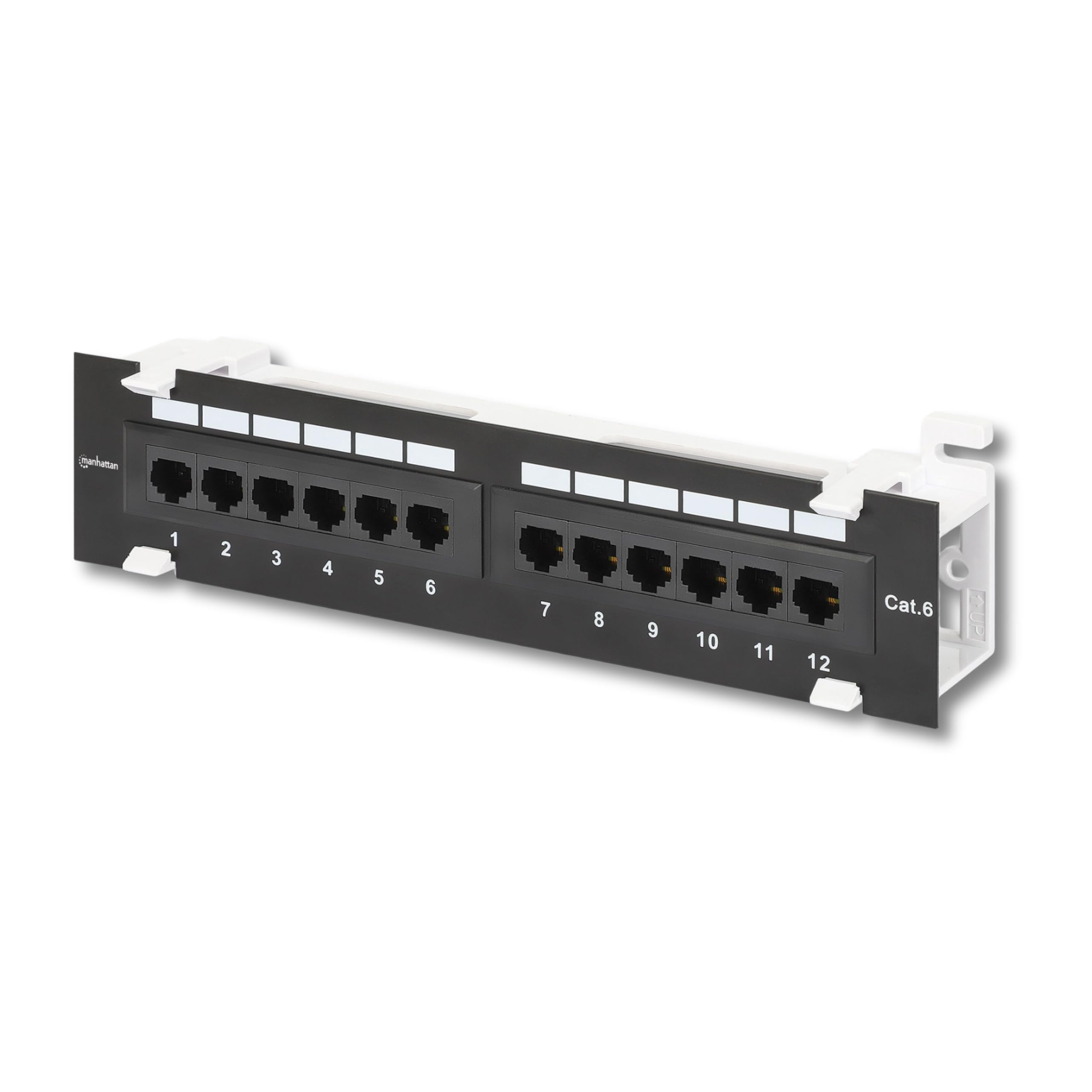 MANHATTAN 12-Port Network Patch Panel Cat-6 – 1U UL Listed - Wall Mount with 89D Bracket - Installer Grade 3µ Gold Plated Contacts - Lifetime Mfg