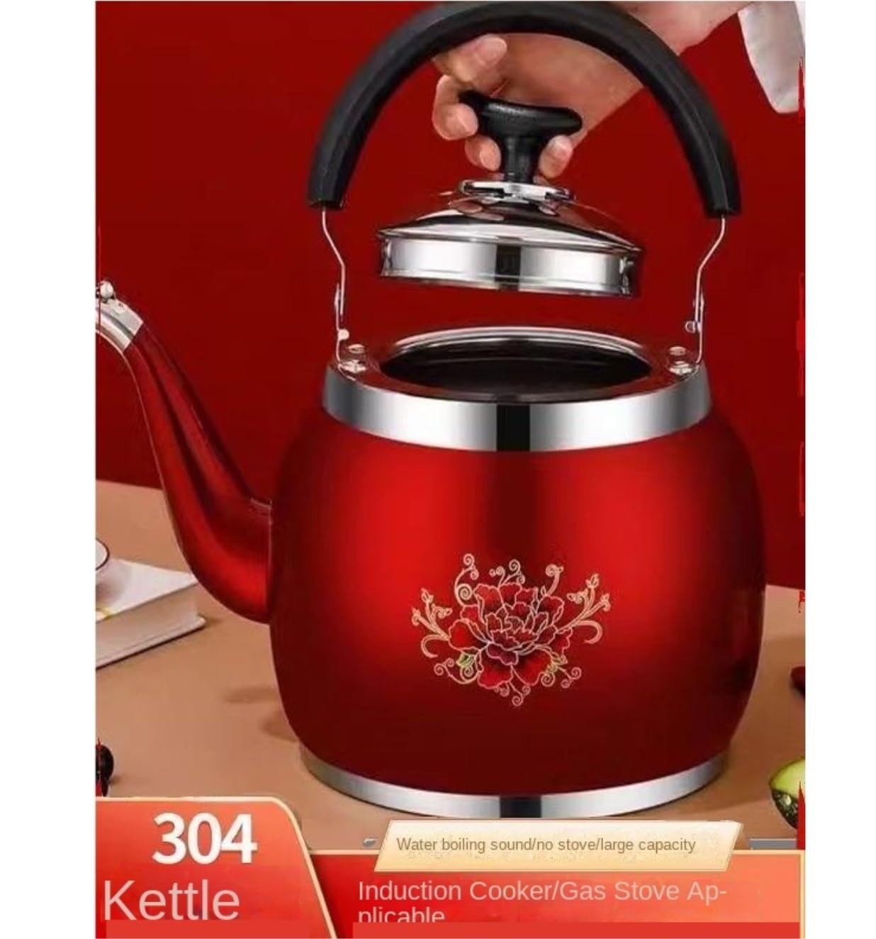 Czajnik GwizdząCy Czajnik Do Herbaty Na Kuchenkę Ze Stali Nierdzewnej Z Gwizdkiem, Kuchenka Indukcyjna, Gaz Do Domu I Biura(4L)