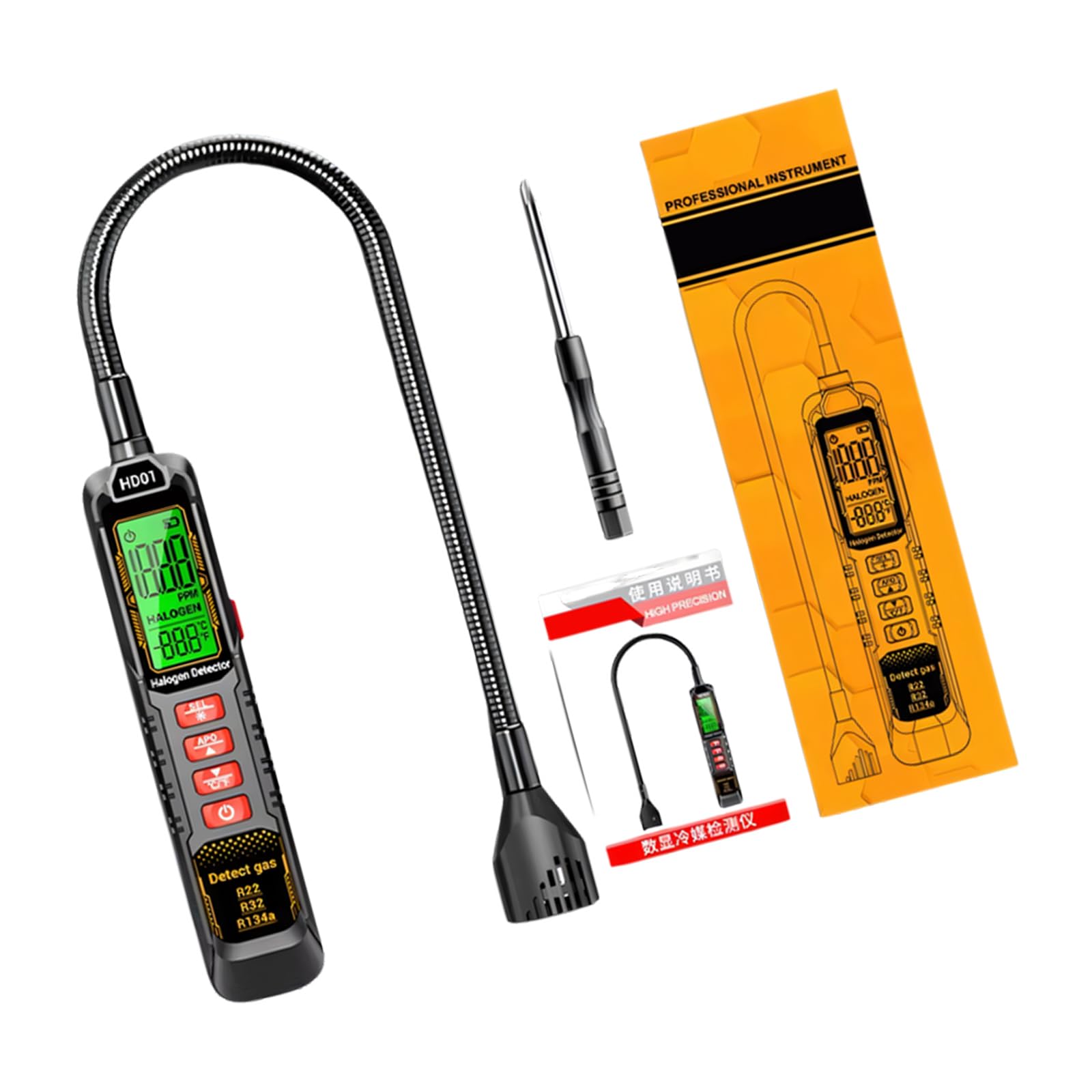 Accurate 1000PPM Ranges Refrigerants Leak Detector with LED for Air Conditioning Repair and Refrigeration Freons Leak Detector