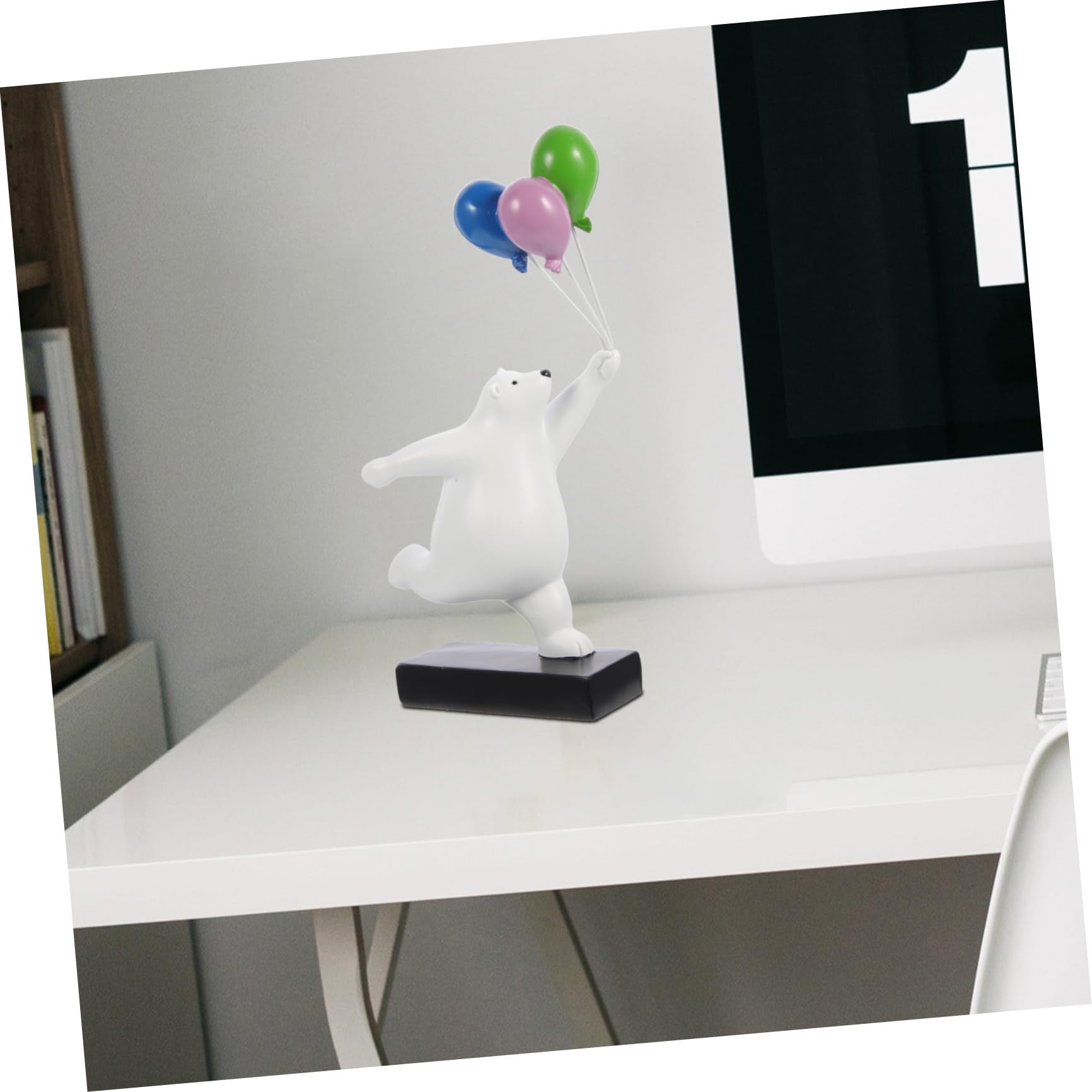 HEMOTON Scultura Orso Palloncino in Resina Cartone Animato Aspetto Vivace e Finitura Raffinata, Decorazione da Tavolo per Casa e Ufficio, Ornamento Adatto a Soggiorno e Camera