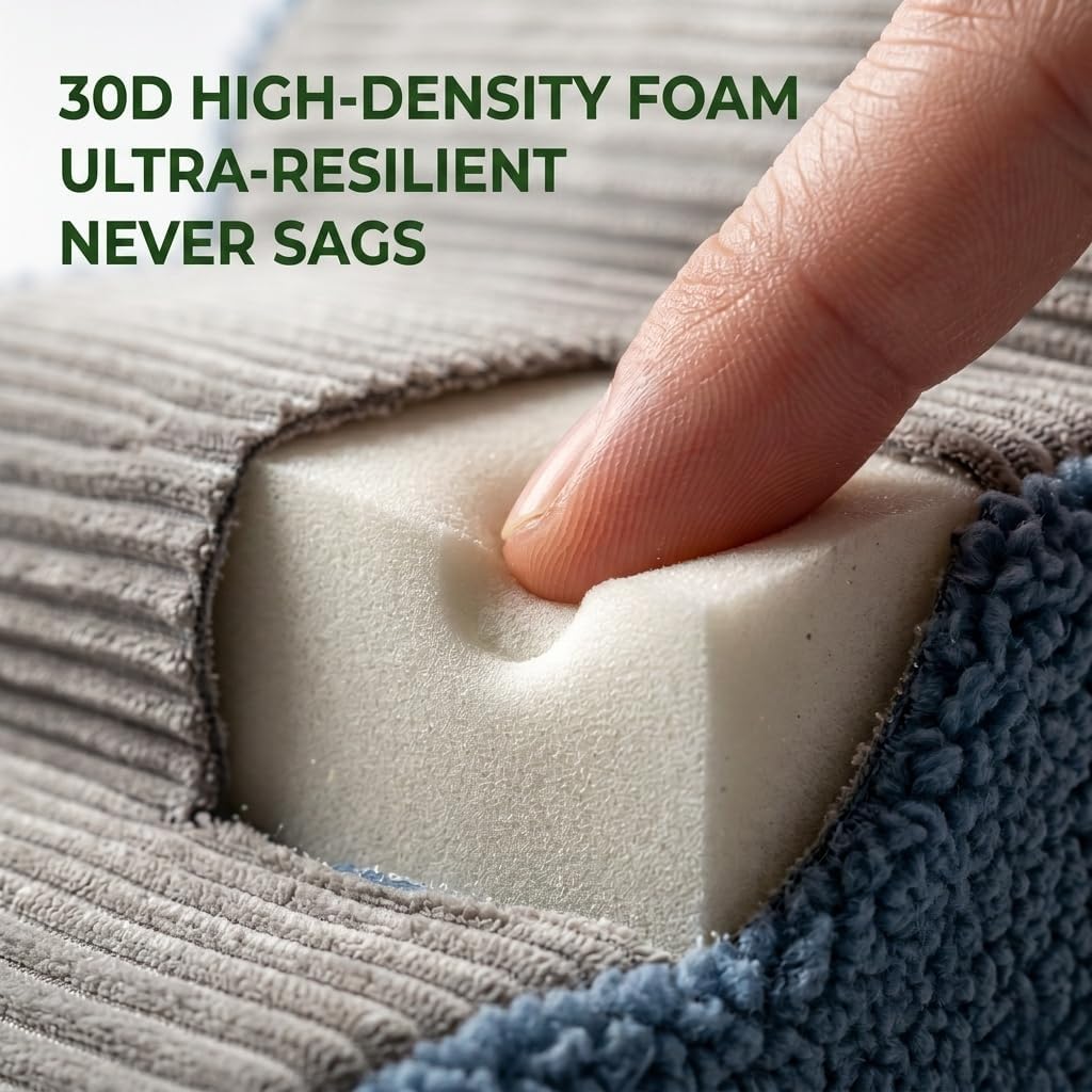 3-Step Foam Dog Stairs for Bed & Couch, 16" H,Grey | Gentle slope, protects patella, 30D foam, non-slip Oxford base, 24x16x16inch, washable corduroy