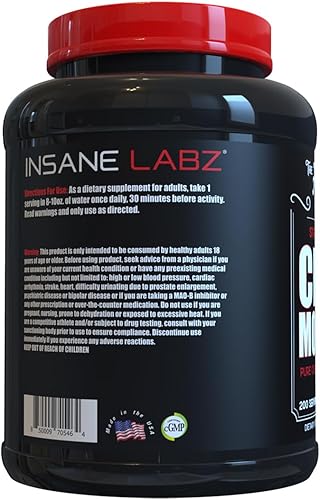 Miniatura 3 de Insane Labz Insane - Polvo de monohidrato de creatina, sin sabor, antes del entrenamiento, después del entrenamiento, potencia de tamaño fuerte, 200
