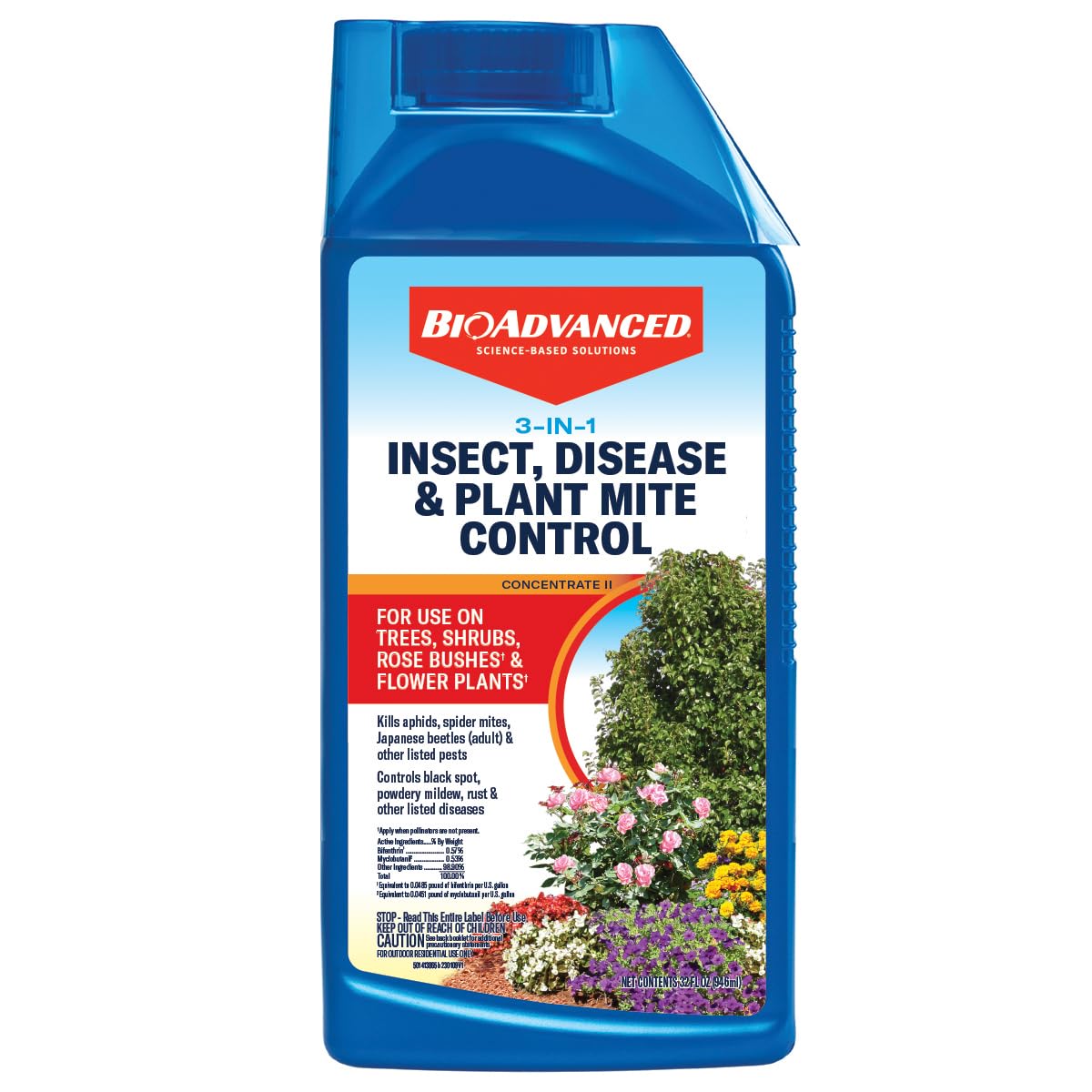 Photo 1 of BioAdvanced 3 in 1 Insecticide & Fungicide for Plants, Disease & Plant Mite Control, Concentrate, 32 FOZ