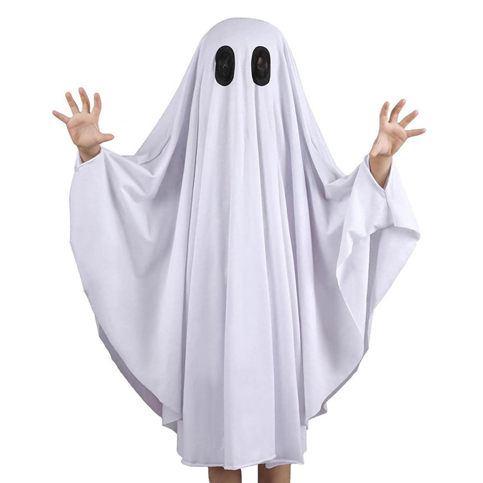 Tsophreniq Eerie White Halloween Spirit Cloak Party Outfit Machine Washable Polyester Fabric Costume Accessory Party Ghostly Poncho