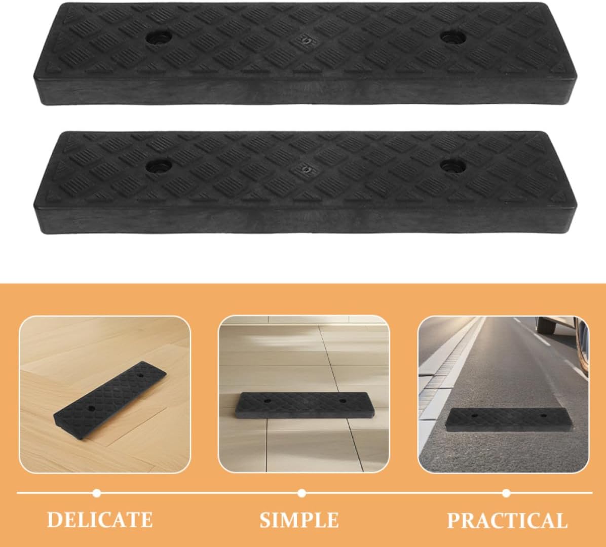 SHOWERORO 2pcs Plastic Curb Ramps for Wheelchairs and Scooters, Heavy Duty Pe Material with Comfortable Design and Versatile Height Compatibility, for Curbs and Driveways