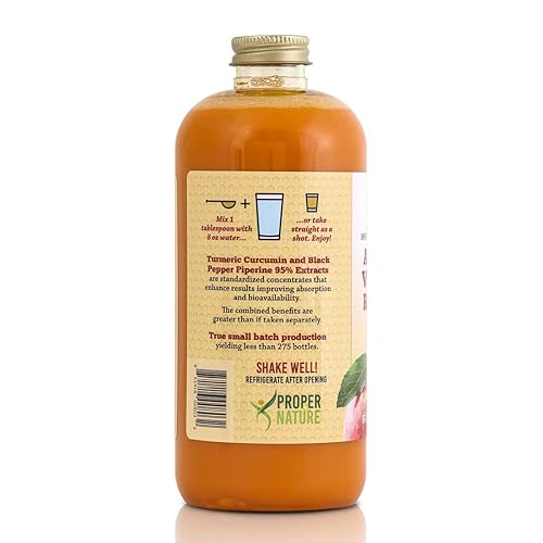 Miniatura 4 de Proper by Nature Vinagre de sidra de manzana orgánico con miel cruda, curcumina de cúrcuma y piperina de pimienta negra (32)