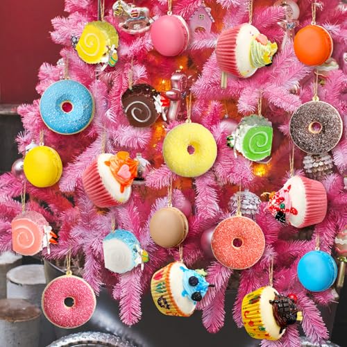 Vercraft 21 Pieces Christmas Candy Tree Ornaments Set Macaroon Donuts