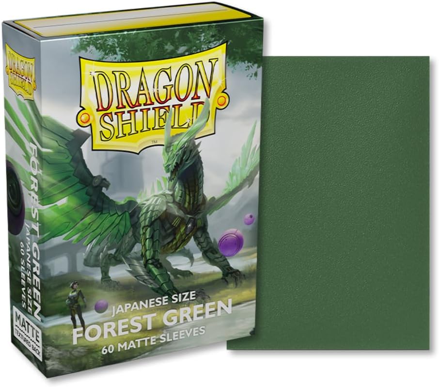 Dragon Shield – Dragon Shield Matte Japanese Forest Green 60 CT Japanese Size Card Sleeves - Yu-Gi-Oh! Card Sleeves Smooth & Tough - Compatible with Yu-Gi-Oh!