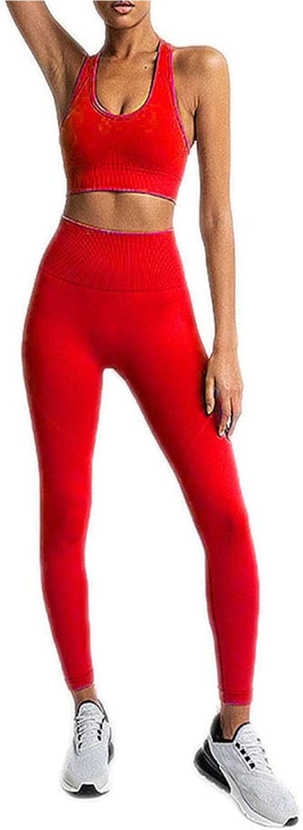 HotexyWorkout Set for Women 2 Pieces Outfits Seamless Yoga Leggings with Sports Bra Tank Top Gym Sets Matching Sets