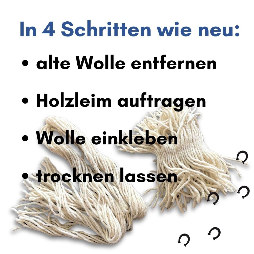 Ersatz-Set Mähne & Schweif | für Schaukelpferd Jolly oder Schaukelpferd Emmy | 100% Schafwolle, ungebleicht