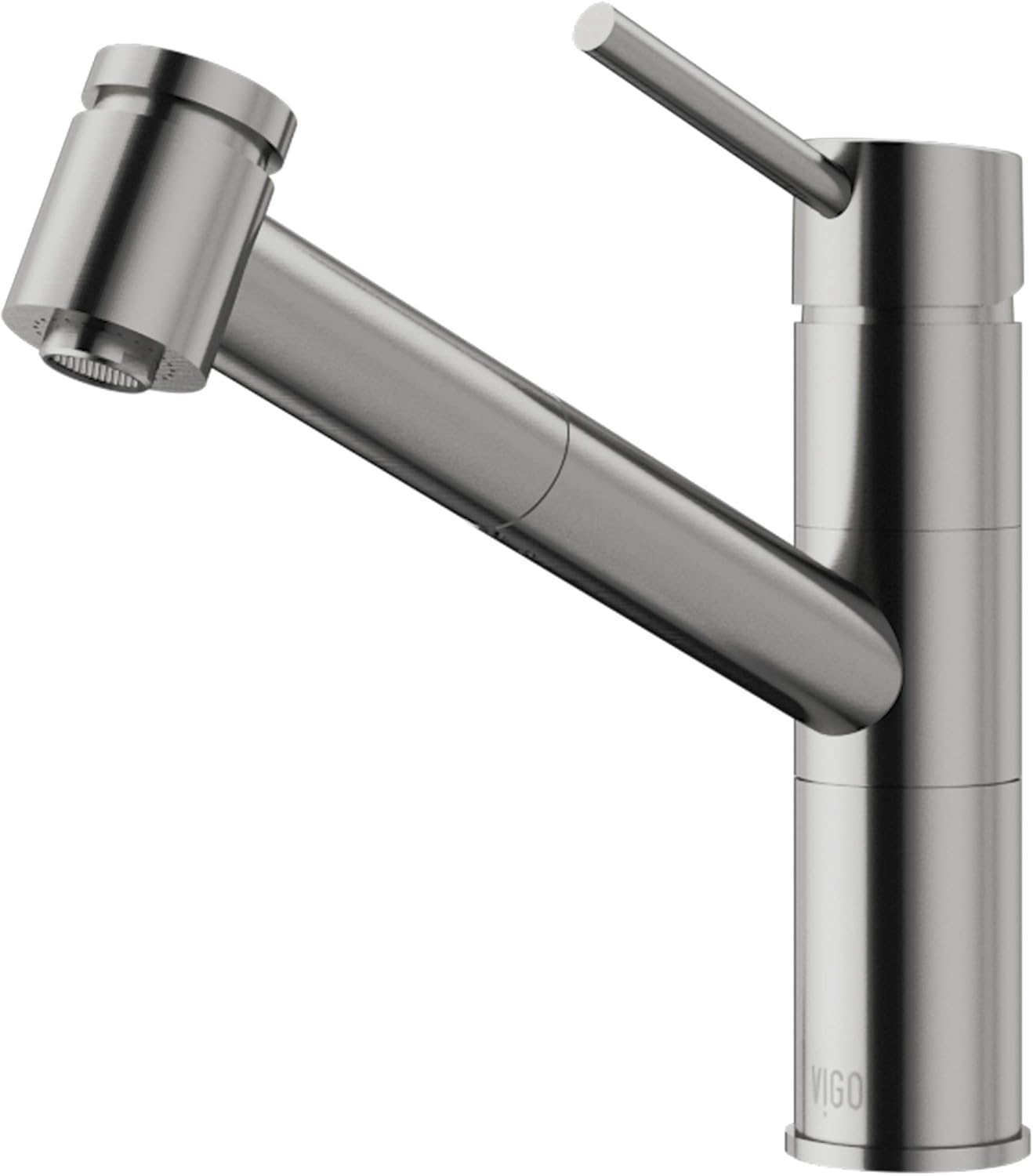 VIGO Branson 9'' H Single-Handle Pull-Out Sprayer Kitchen Faucet in Stainless Steel-VG02021ST
