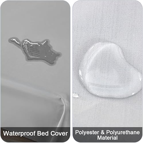 Miniatura 2 de DUJUIKE Funda de cama impermeable para perros y gatos, resistente al pelo de las mascotas, funda protectora para cama con tela fina 100% impermeable