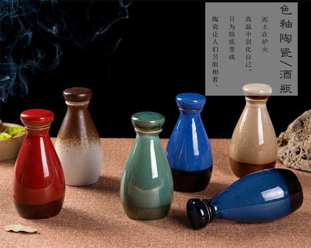 Sake Set of 6 Pieces with Wooden Tray Japanese Style Traditional Retro Porcelain Crafts Glass Green