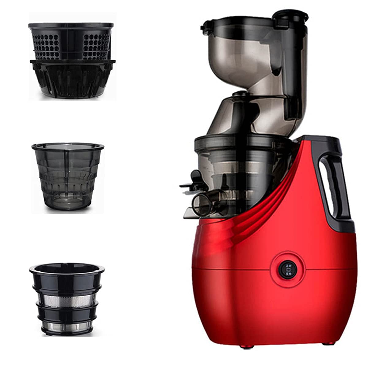 MIIKHI Slow Juicer Masticating Juicer Machine, Slow Chewing Juicer, 3-Inch Wide-Groove Cold-Squeezed Juicer (Red B)