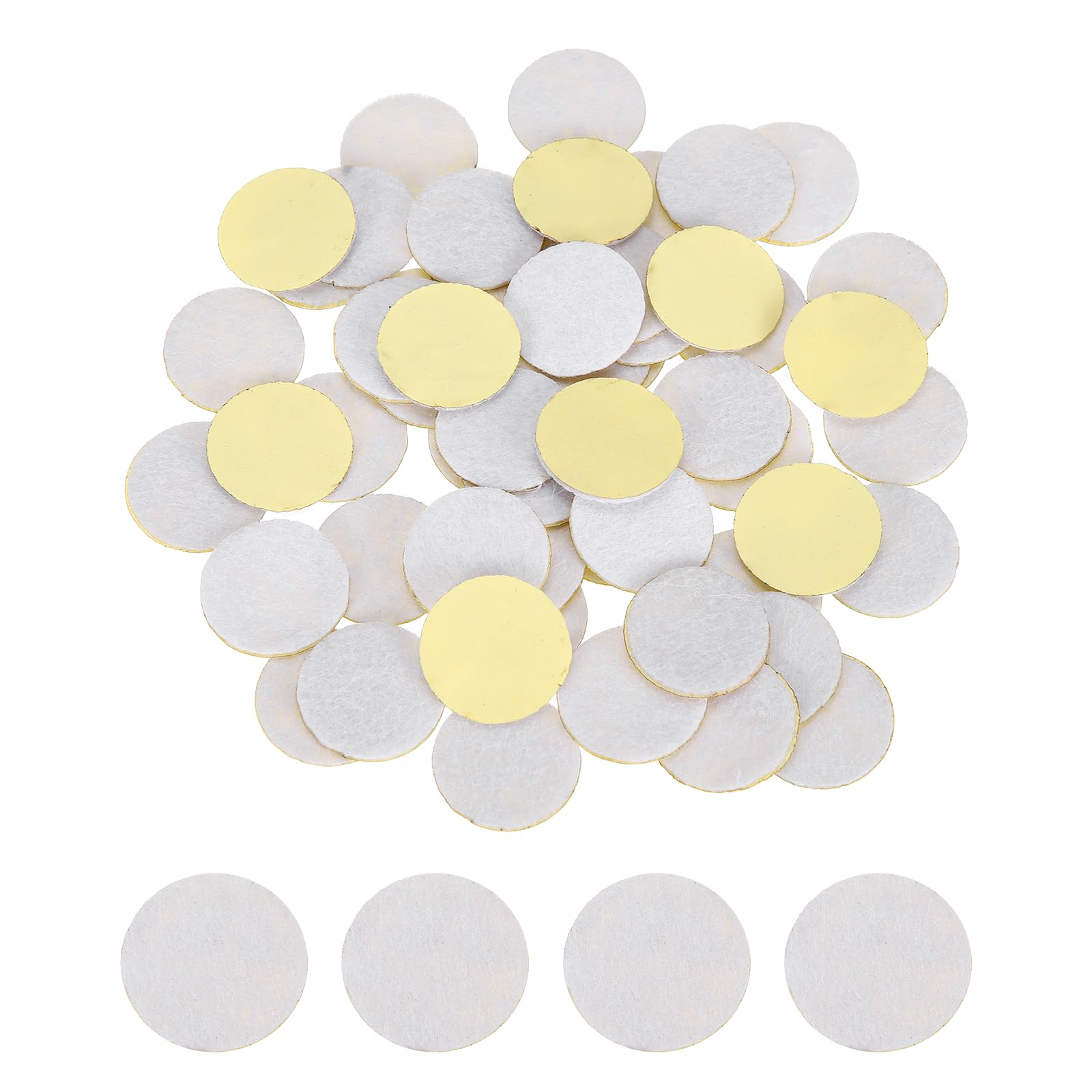 sourcing map 120 Pcs Adhesive Felt Circles, 20mm Dia 0.8mm Thick Non-Woven Fabric Circles Round Felt Furniture Stickers Pre Cut Craft Pads for DIY Sewing Handcraft Furniture, White
