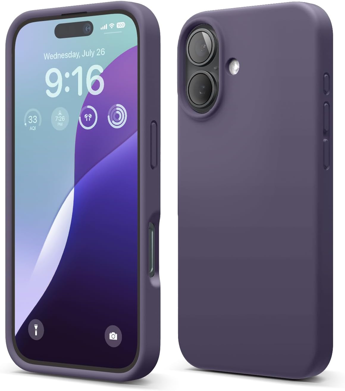 elago Compatible with iPhone 16 Case, Premium Liquid Silicone Case, Full Body Protective Cover, Shockproof, Slim Design, Anti-Scratch Soft Microfiber Lining, 6.1 inch (Deep Purple)