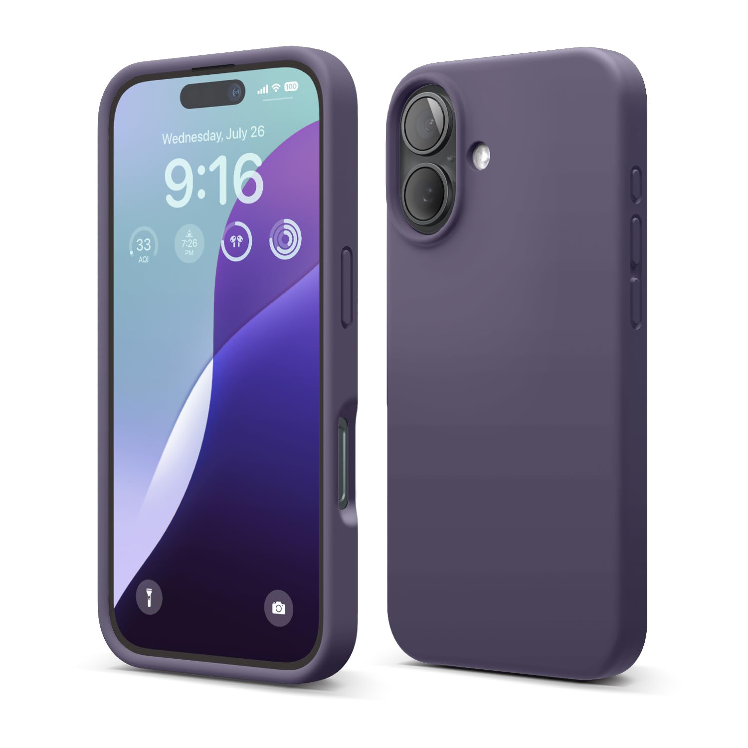 elagoLiquid Silicone for iPhone 16 case cover Full Body Protection, Shockproof, Slim, Anti-Scratch Soft Microfiber Lining - Deep Purple