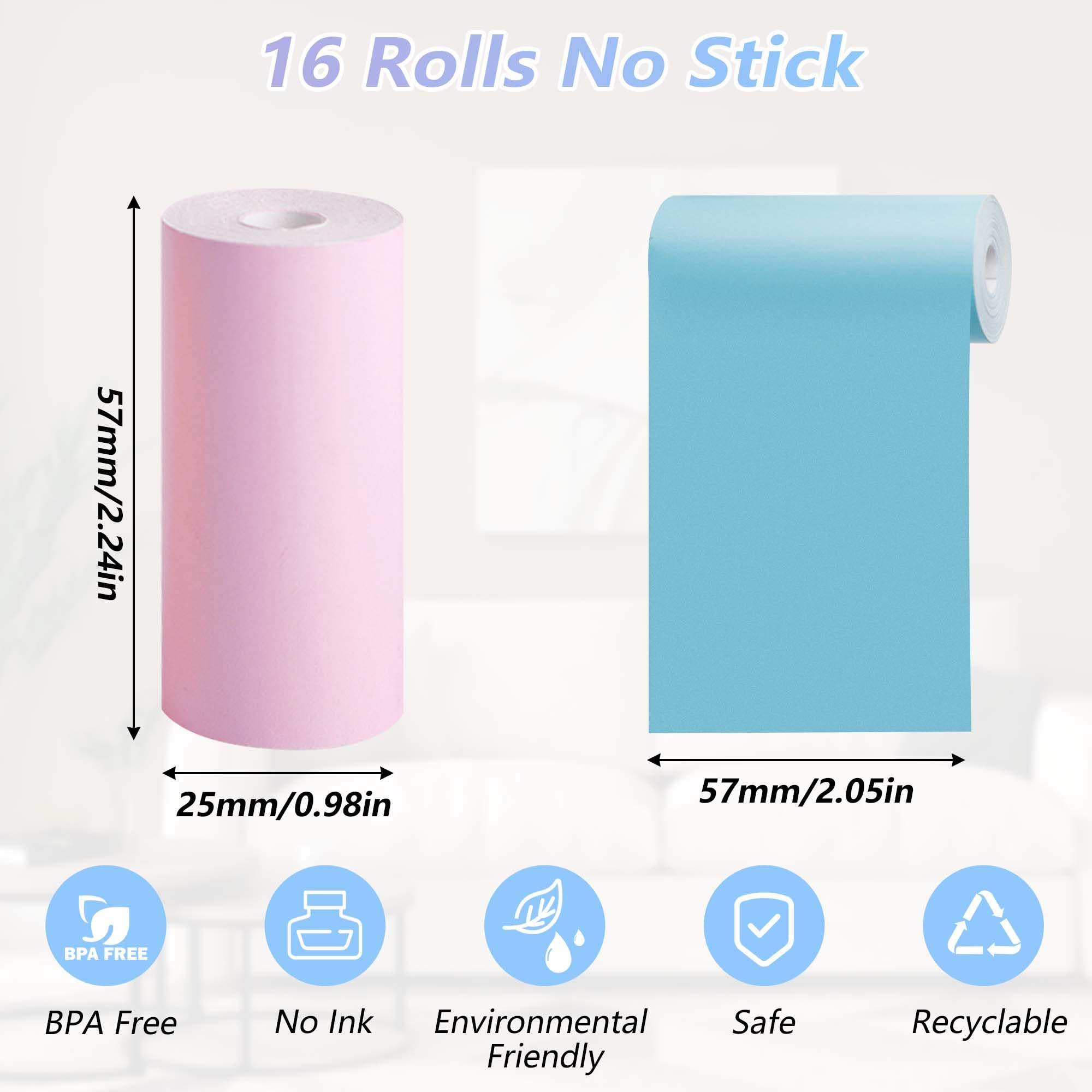 YSDMY Mini Printer Paper 16 Rolls Thermal Paper for Children 57 x 25 mm Thermal Printer Paper for Mini Printer Camera Printing Paper,Refill Print Paper Till Roll Receipt Paper(Non-Stick)Thermal Paper - Image 3