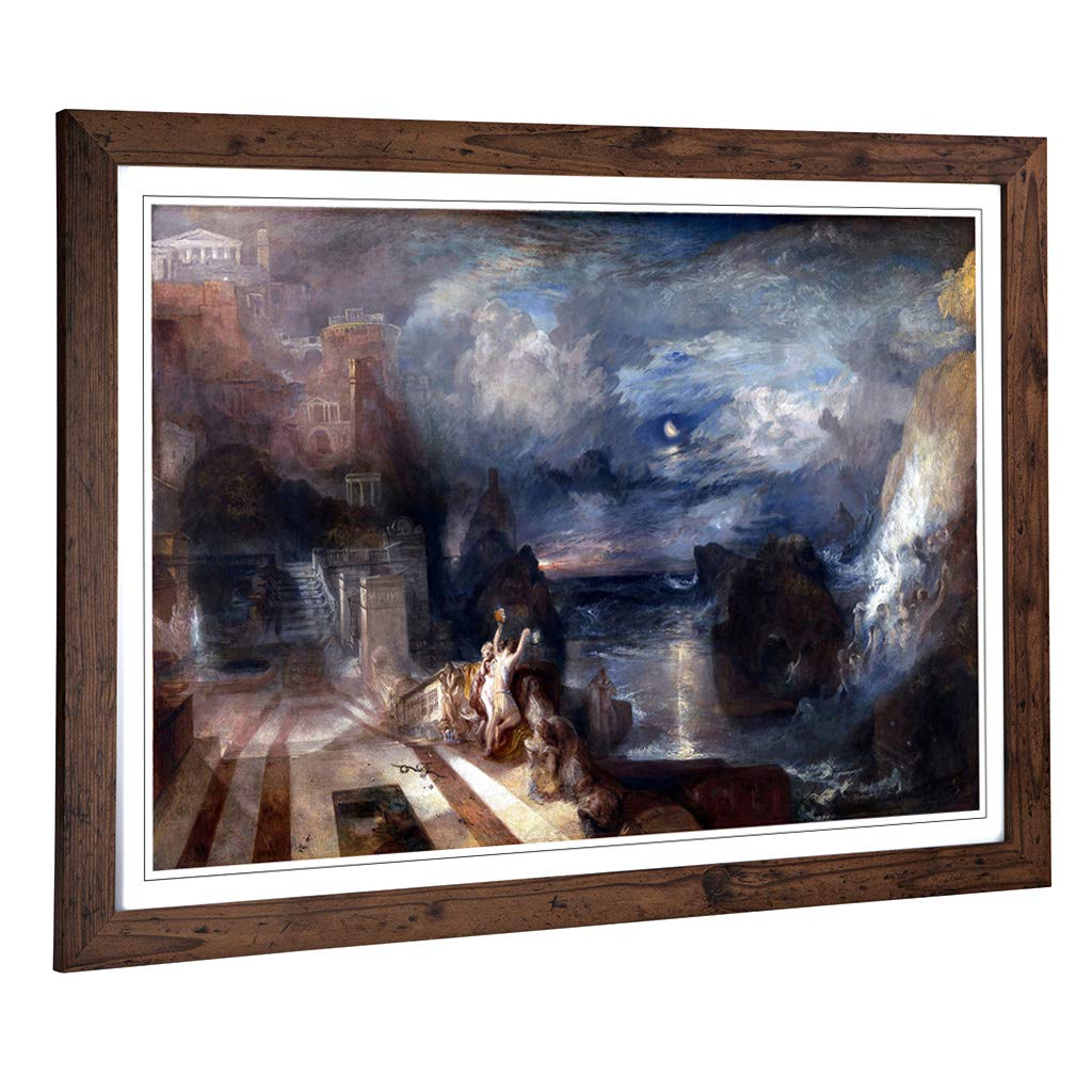 Big Box Art Framed Print of J.M.W (Joseph Mallord William Turner) Hero and Leander Design | Wall Art Picture| Home Decor for Living Room, Bedroom, Office, Walnut, A2 / 24.5x18 Inch / 62x45cm