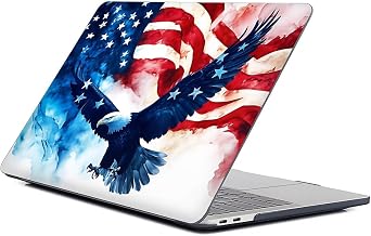 for MacBook Air 13 Inch Release 2022/2025 Model A2681/A3240 M2/M4 Chip Black Computer Case,Novelty Premium Pattern Hardshell Laptop Case American Flag with Colorful Eagle