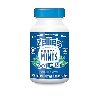 Zellies | 100% Xylitol Cool Mint Breath Mints | No Aspartame, Gluten Free, Vegan & Kosher 250 Count - Pack of 1