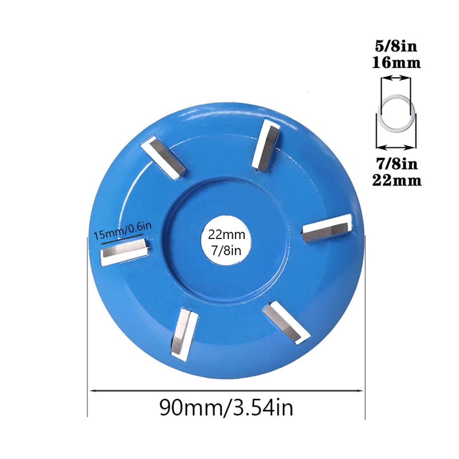 Disco de tallado 6T de 90 mm, fresa de 16 mm (5/8 ") y 22 mm (7/8") | For moldear amoladora angular y bandeja de té