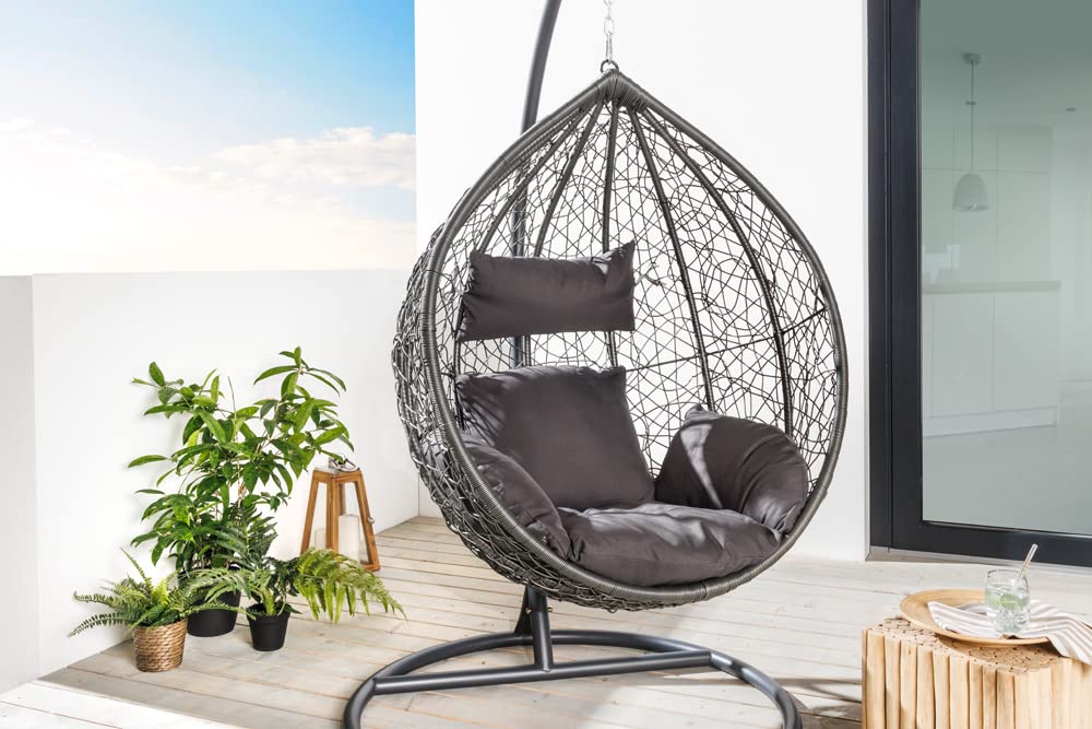 riess-ambiente Outdoor Hängesessel LOFT anthrazit grau Gartenstuhl inklusive Kissen wetterfest