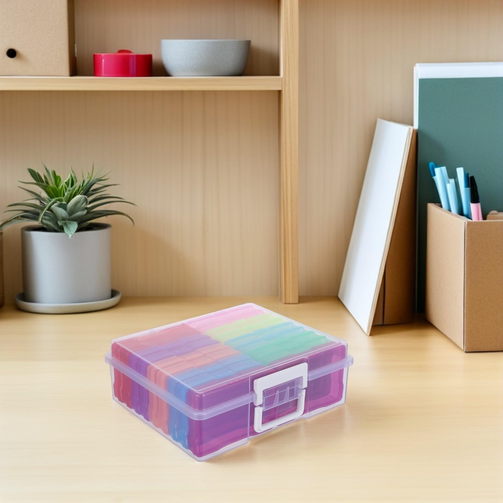 Fotoaufbewahrungsbox mit 18 Einsätzen aus Kunststoff für Reisen und Büro
