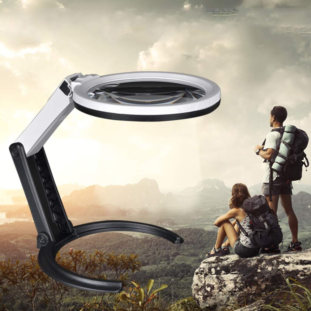 Lupa de Escritorio, Lupa iluminada para Lectura, Pasatiempos y Manualidades, Lupa Plegable de Mano.
