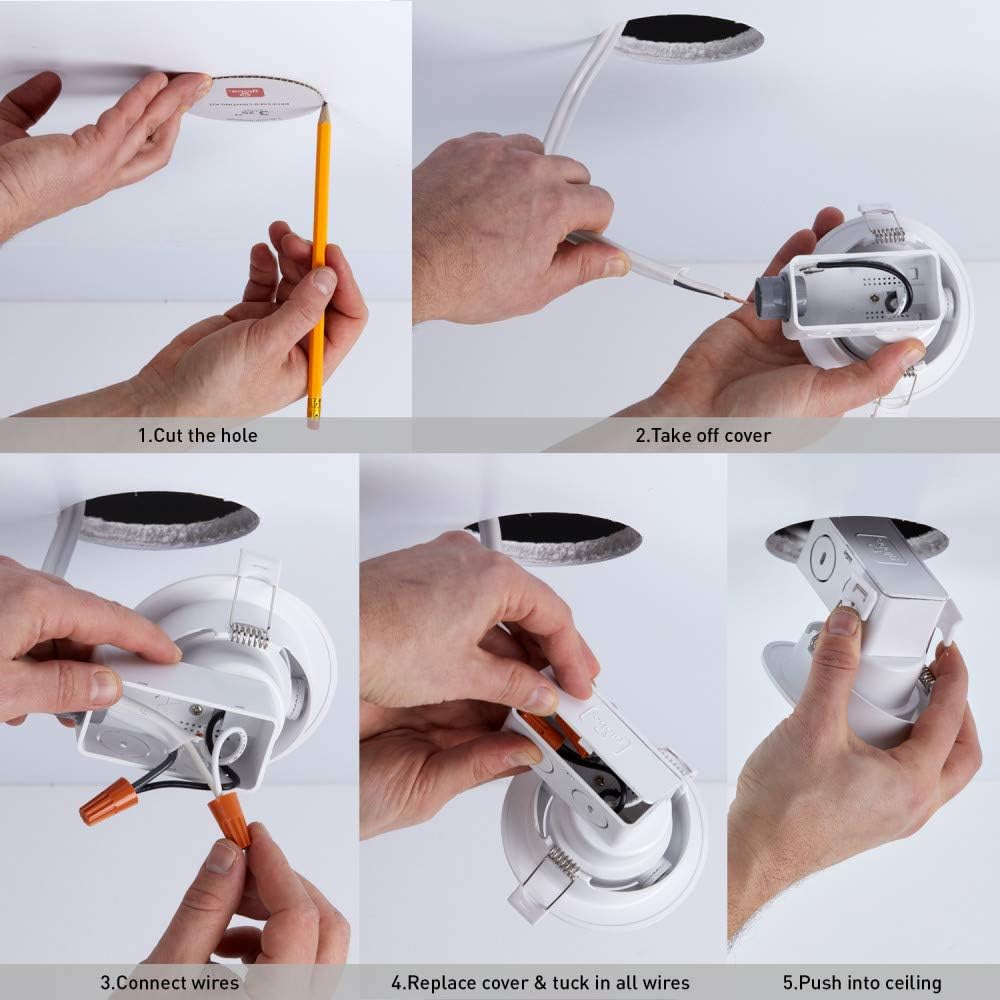 6" LED Integrated Ridged Baffle Round Trim Recessed Lighting Kit 4-Pack, 11 Watts, Energy Star, CEC Title 24 Compliant, IC Rated, Dimmable, White, 6.25" Hole Size,91341 - - 