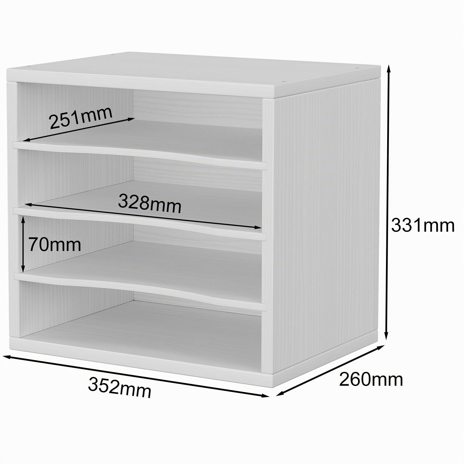 EasyPAG 4 Niveles Madera A4 Organizador Escritorio Bandeja Archivador Clasificador Documentos Soporte Papeles Almacenamiento Archivos Estante Folios,Blanco