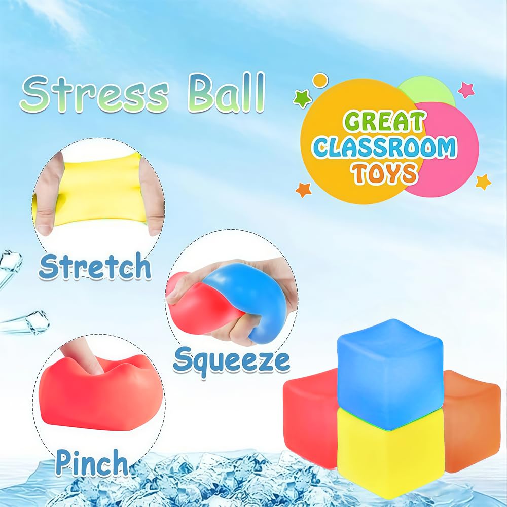 4PCS Cube Stress Balls for Kids,QIANSSE Adults Squishy Cube Fidget Sensory Squeeze Toys for Stress Relief ADHD Anxiety Nice Cube Squishy Cube Stress Ball for Kids Fidget Cubes for children - Image 3