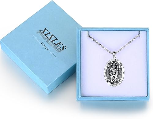 Vista 85 de Collar con colgante de plata de ley 925 con medalla de San Patrón, joyería religiosa para hombres y mujeres, con cadena de acero inoxidable 316L