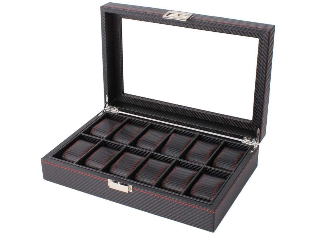 MaestroRelojero Vitrine pour 12 Montres PU Fibre de Carbone