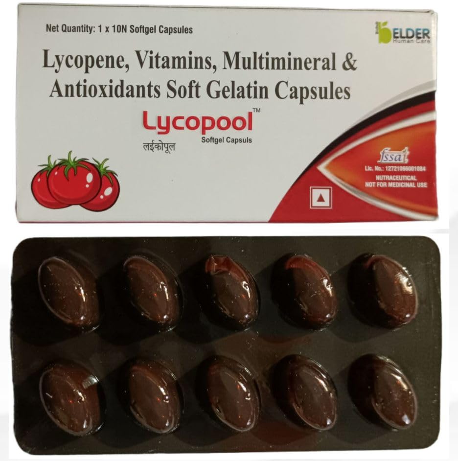 Lycopool Lycopene, Vitamins, Multimineral & Antioxidants Soft Gelatin Capsules, 10 capsul Pack