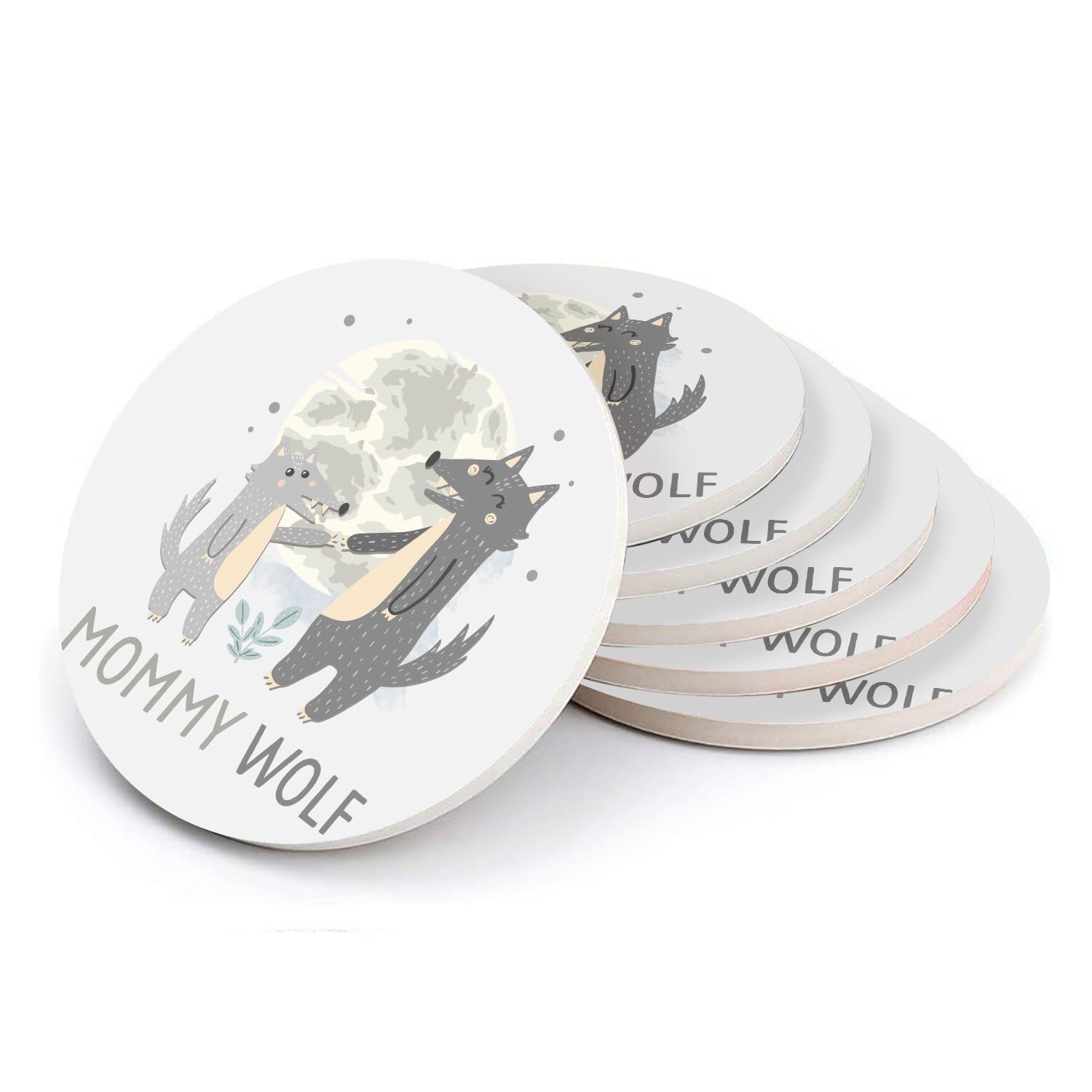 Sous-verres céramique Mommy Wolf cadeau idéal nature loup