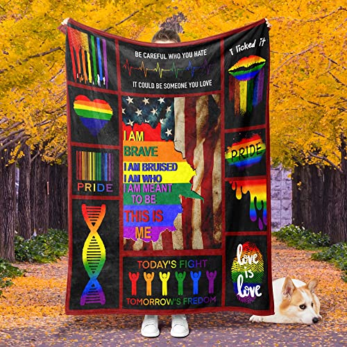 Prokelin Lgbt Gay Pride Rainbow Blanket And Throws For Adults Gifts Plush Soft Flannel Couch Sofa Bed 80"X60" Full Size #TOP4