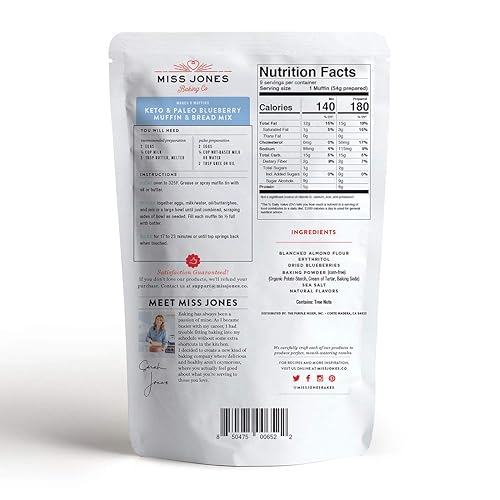 Miniatura 35 de Miss Jones Baking. Mezcla para Brownie Keto, sin azúcar añadida, naturalmente dulces, postres y golosinas. - Adecuadas para diabéticos, dietas