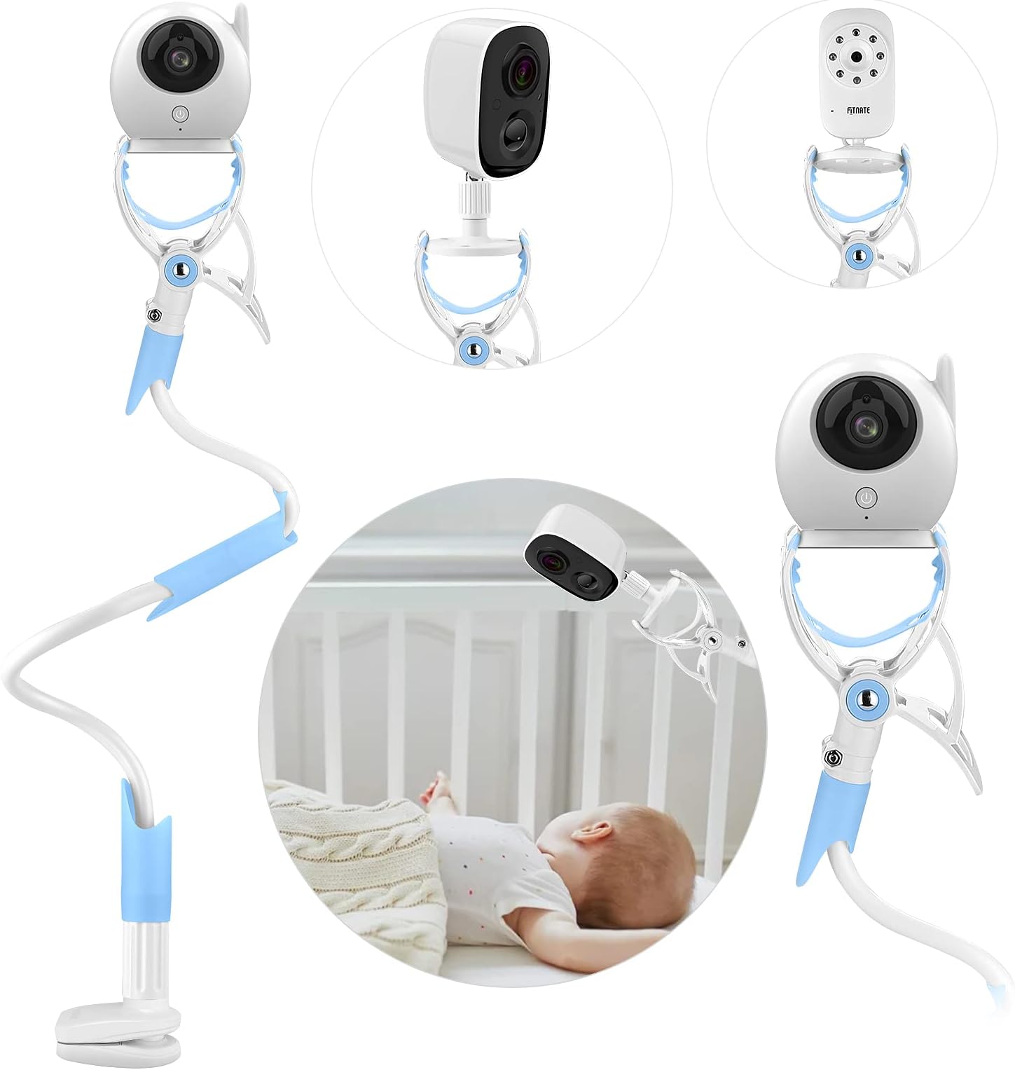 MYPINUniversa Baby Monitor Holder with Straps Flexible Baby Camera Mount Shelf No Drilling Safer Monitor Stand Baby