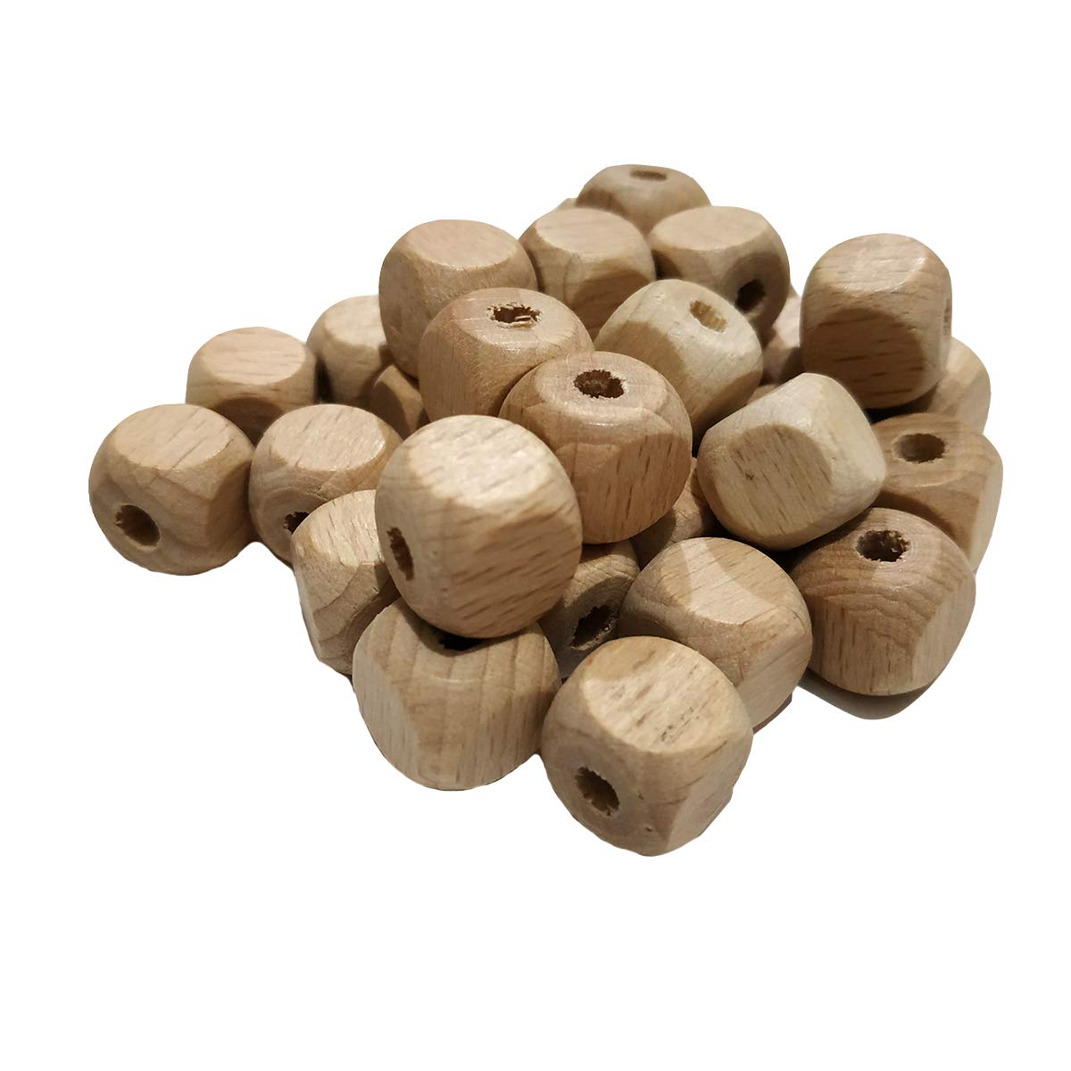 200 perline quadrate in legno di faggio, 12 mm, perline sfaccettate per portachiavi, fattoria, artigianato, creazione di gioielli, fai da te, decorazioni per la casa