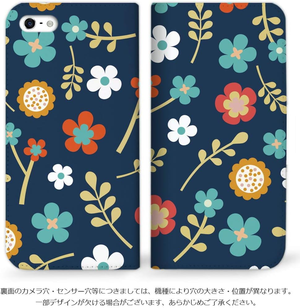 mitas Arrows We FCG01 Case Notebook Type, No Belt, Flowers, Floral Pattern, Flower Pattern, Navy (528) NB-0029-NV/FCG01 : Clothing, Shoes & Jewelry