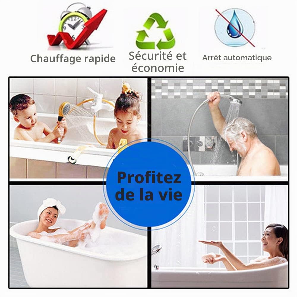 Chauffe-eau électrique numérique instantané 6500 W 220 V - Chauffe-eau sans réservoir pour douche et cuisine avec eau chaude instantanée - Classe énergétique A++ - Protection IP25 + écran LCD