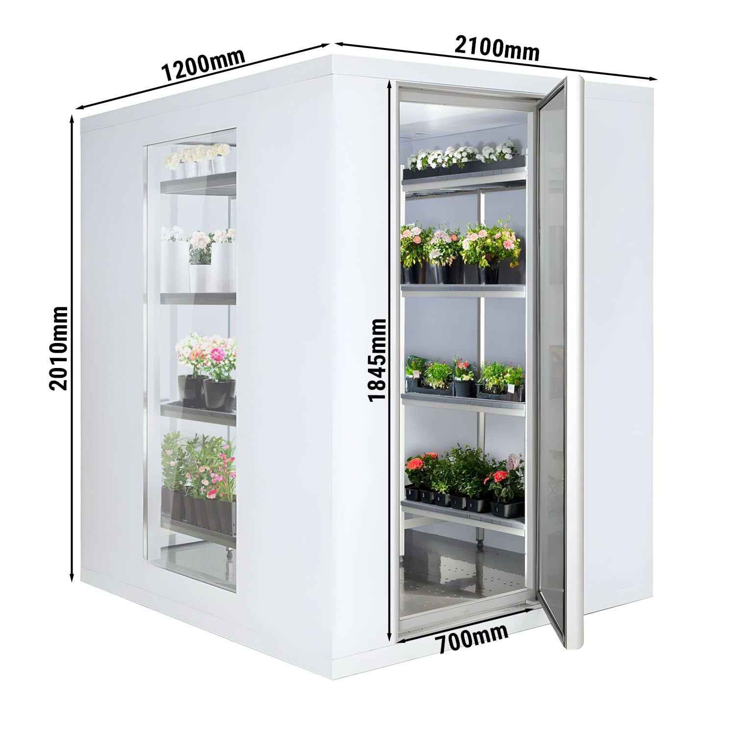 GGM Gastro | KF2112#3GP9 | Kühlzelle - 2100x1200mm - 3,7m³ - mit 3 Glasseiten