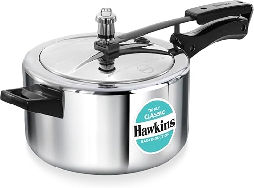 Hawkins Triply 4 Litre Classic Pressure Cooker, Triply Stainless Steel Induction Inner Lid Cooker & Tall Design, Silver (SSTCL40)