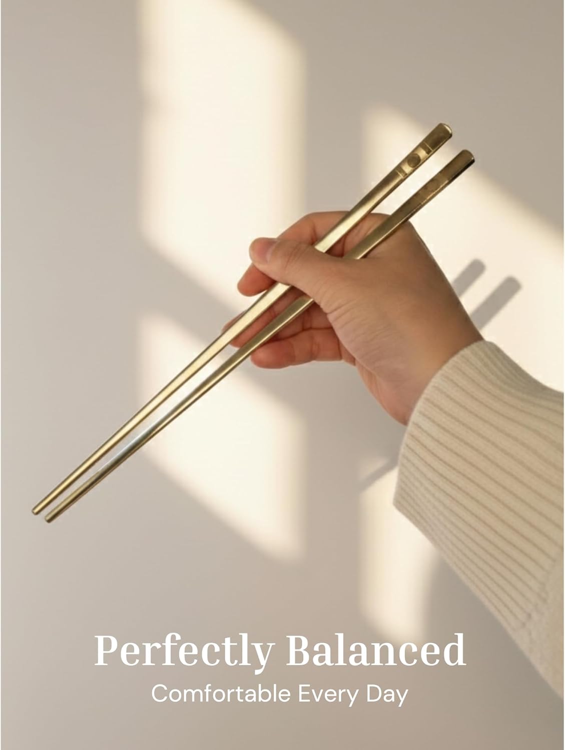 ONGI Korean Spoon and Chopstick 1 Set – Premium 18/10 Titanium Gold – Double Happiness Design – Gift-Ready – Made in Korea – Dishwasher Safe (Hee Pattern Gold 1 Set)