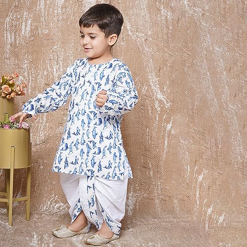 Image of AJ DEZINES Kids Ethnic Wear Pure Cotton Dhoti Kurta Set For Boys