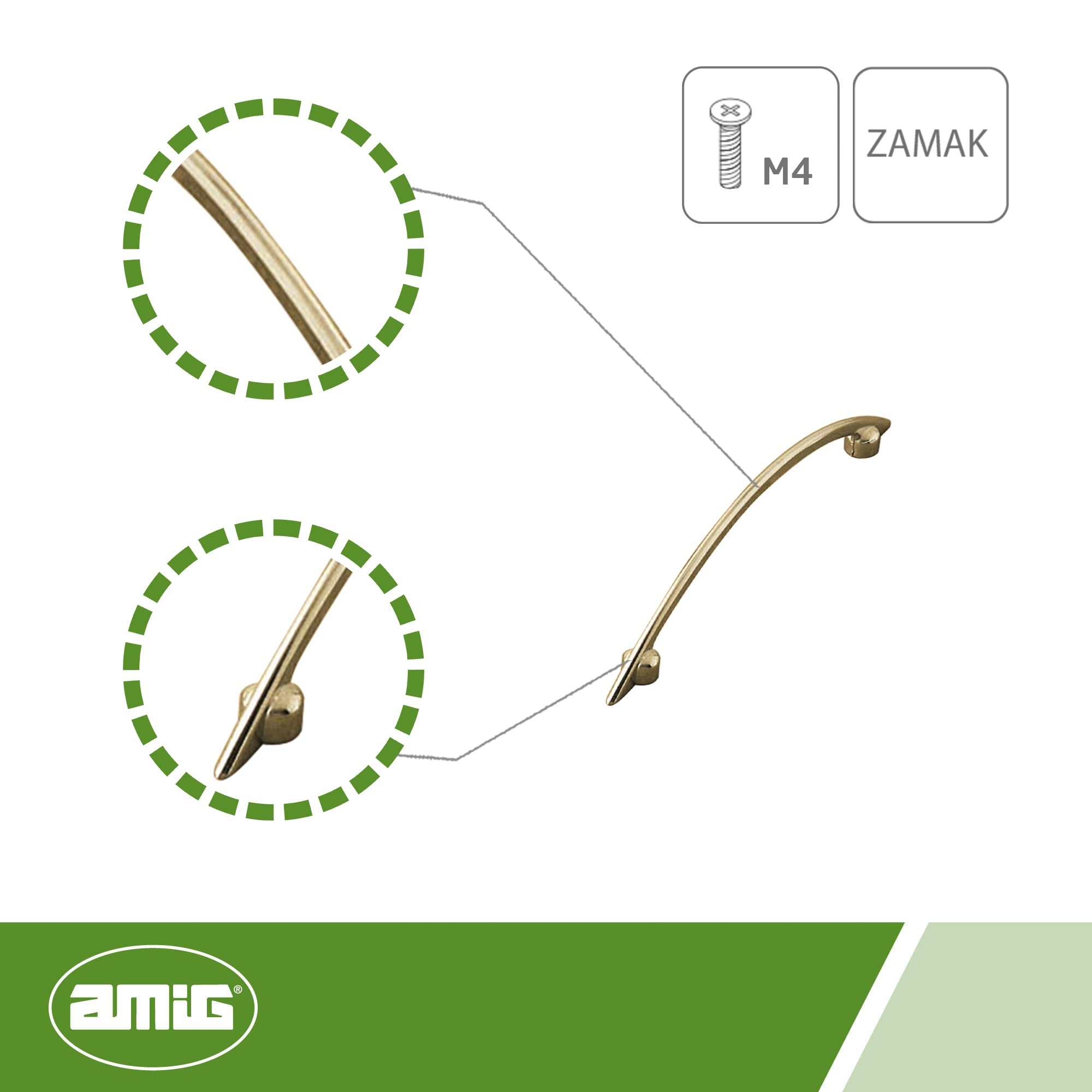 Amig - Zamak Mod.74 Furniture Handle in Gloss Chrome Finish, Multicolor - Image 2